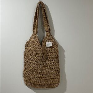 NWT Woven Straw Tote Bag - Shoulder Bag Cottagecore Style Sustainable Beach Bag
